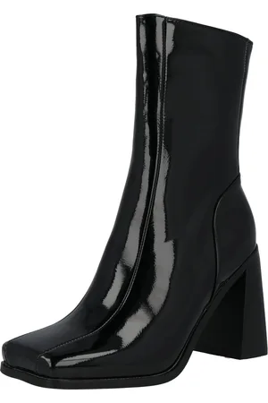 Black ruched heeled ankle boots