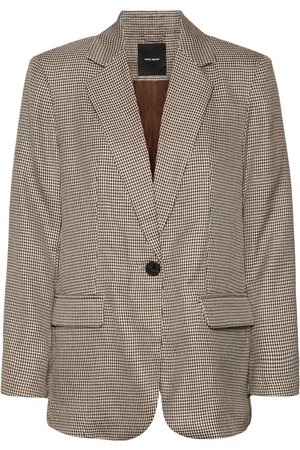 Vero Moda Maura Houndstooth Blazer in White And Brown