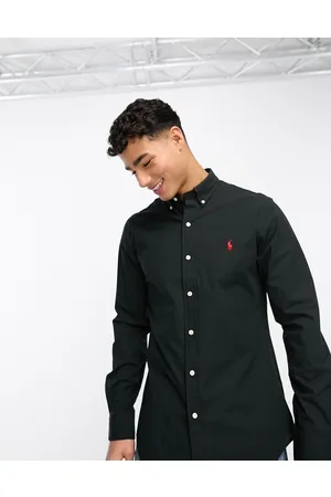 Polo Ralph Lauren Homem Formal - Player logo slim fit poplin shirt button-down in black