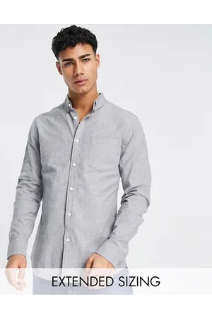 ASOS DESIGN Slim fit yarn dyed oxford shirt in charcoal-Grey