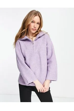 Annorlunda eyelash knit fluffy cardigan in purple