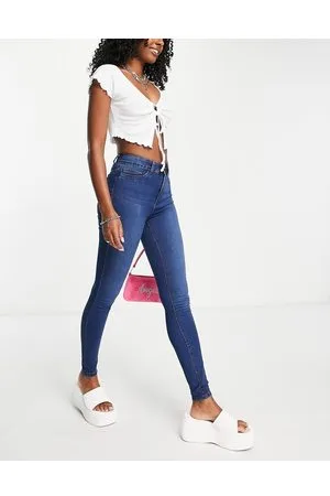 Noisy May Callie high waisted skinny jeans in mid wash