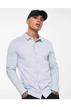 ASOS Long sleeve button through jersey shirt in