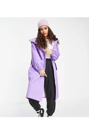 ASOS ASOS DESIGN Petite rubberised rain parka coat in purple
