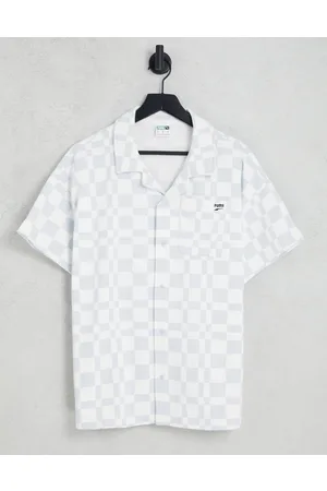 Puma Downtown checkerboard shirt in pale in white
