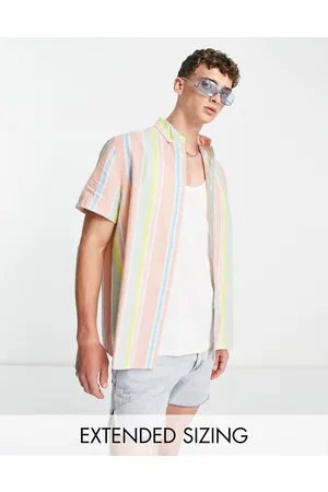 ASOS Relaxed linen shirt in pastel stripe