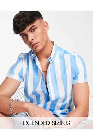 ASOS Stretch slim oxford stripe shirt in