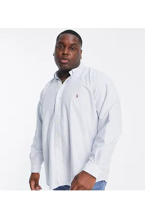 Ralph Lauren Big & Tall stripe oxford shirt with pony logo in /white