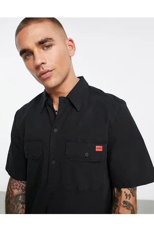 HUGO Elpy relaxed cotton short sleeve shirt in