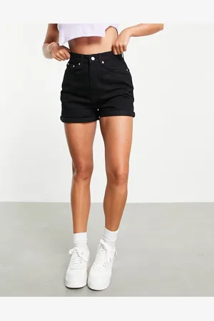 NA-KD Cotton mom turn up denim shorts in