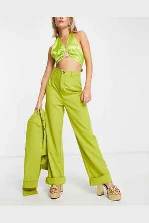 Public Desire Wide leg tailored trouser co-ord in lime