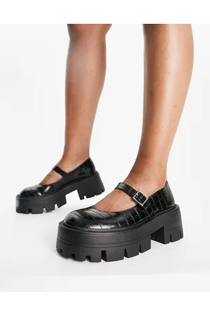 ASOS Wide Fit Marilyn chunky mary jane flat shoes in