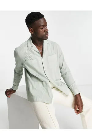 ASOS Relaxed linen shirt with pleats and four pocket detail