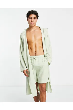 Brave Soul Waffle robe in sage