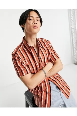 ASOS Shirt with 70s collar in knitted stripe