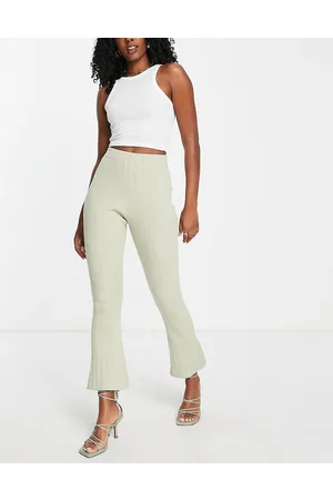 EDITED the label Plisse flared trousers co-ord in khaki