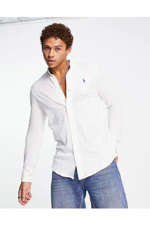 Polo Ralph Lauren Slim fit pique grandad shirt with pony logo in