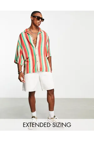 ASOS Homem Casual - Dropped shoulder oversized revere shirt in retro stripe