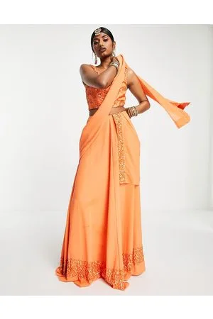 Maya Deluxe Maya band embellished lehenga maxi skirt in tangerine