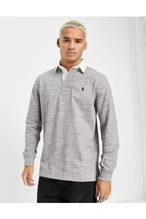 Ralph Lauren Icon logo long sleeve rugby polo classic fit in dark marl