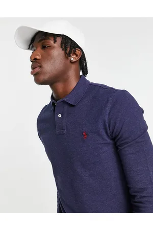 Polo Ralph Lauren Icon logo slim fit long sleeve pique polo in marl