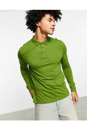 ASOS Long sleeve polo in khaki