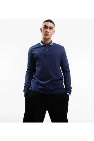 ASOS Long sleeve tipped pique polo shirt in