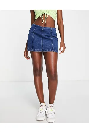 New Look Denim mini skirt with seam detail in