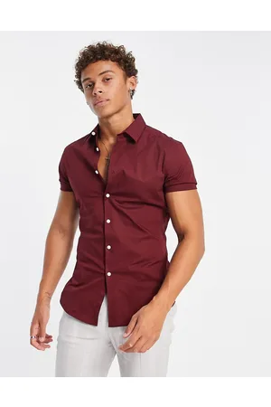 ASOS Skinny fit shirt in burgundy