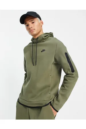 Nike Homem Camisolas com capuz - Tech fleece pullover hoodie in olive