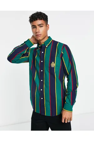 Ralph Lauren Crest logo tie stripe oxford shirt classic fit in