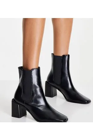Black ruched heeled ankle boots