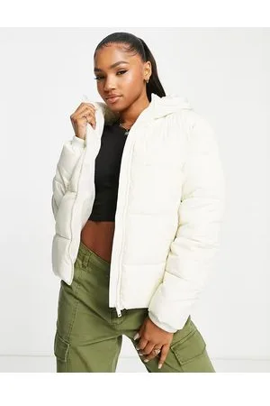 Pieces® Padded jacket with hood in cream