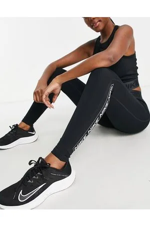 Nike Pro Training cropped leggings with logo taping in black