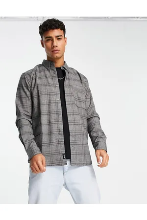 Only & Sons Smart check overshirt in dark