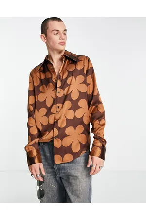 ASOS Satin shirt with 70s collar in large floral print