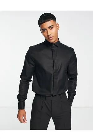 ASOS Noak easy iron regular formal shirt with wing collar in textured oxford fabric