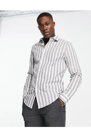 ASOS Regular linen stripe work shirt in