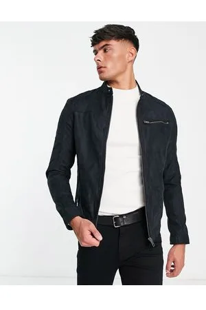 JACK & JONES Essentials biker jacket in faux suede