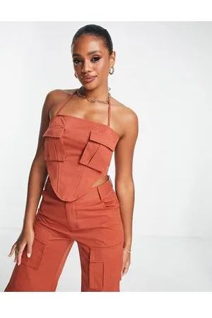 Simmi Clothing Simmi Tall Corset Detail Cropped Blazer In Rust