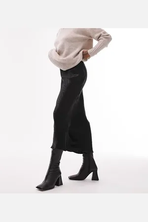 Topshop Zigzag bias midi skirt in