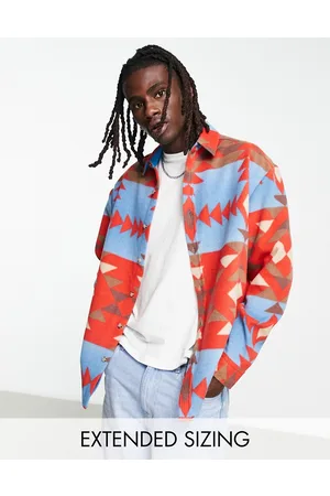 ASOS Homem Casual - 90s oversized fleece shirt in aztec print
