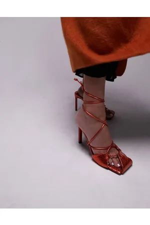 Topshop Sammi premium leather strippy heeled sandal in