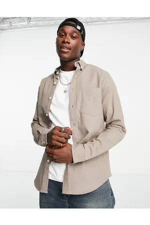 ASOS Brushed oxford shirt in cotton blend in taupe