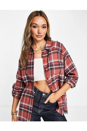 ASOS Brushed boyfriend shirt with pocket in red & black check