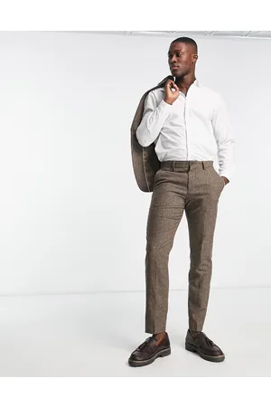 SELECTED Slim fit wool mix suit trousers in check