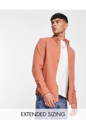 ASOS Brushed oxford shirt in copper brown