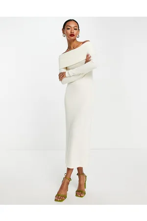 ASOS Supersoft bardot midi jumper dress in winter