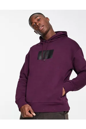 Calvin Klein Textured logo box comfort hoodie in burgundy