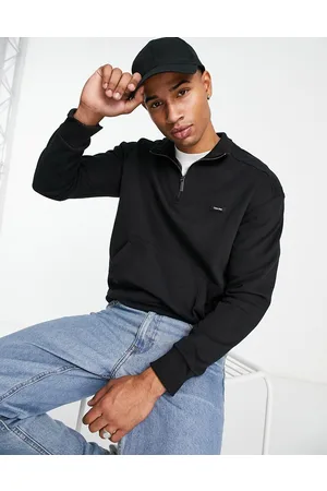 Calvin Klein Icon logo comfort cotton blend half zip sweatshirt in